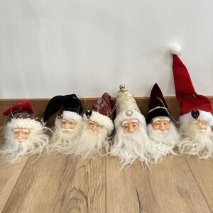 VTG 90's Christmas Santa Head Ornament Lot Of 6 Victorian Elegant St Nicholas